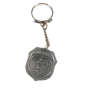 Sagittarius Royal Norseman Pewter Keychain Norway Vintage Collectable Zodiac